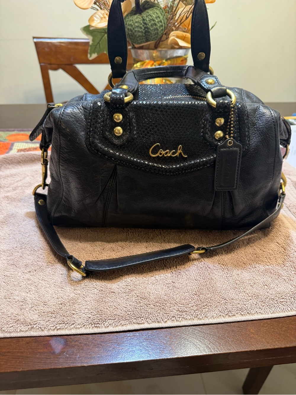 Coach Ashley Black Leather Satchel